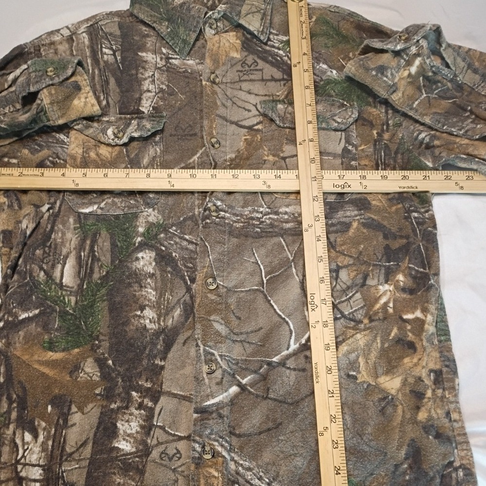 Realtree Camo Button Down Shirt Mens Medium Brown Green Excellent Long Sleeve